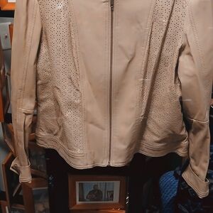 Baccini Beige Leather Jacket